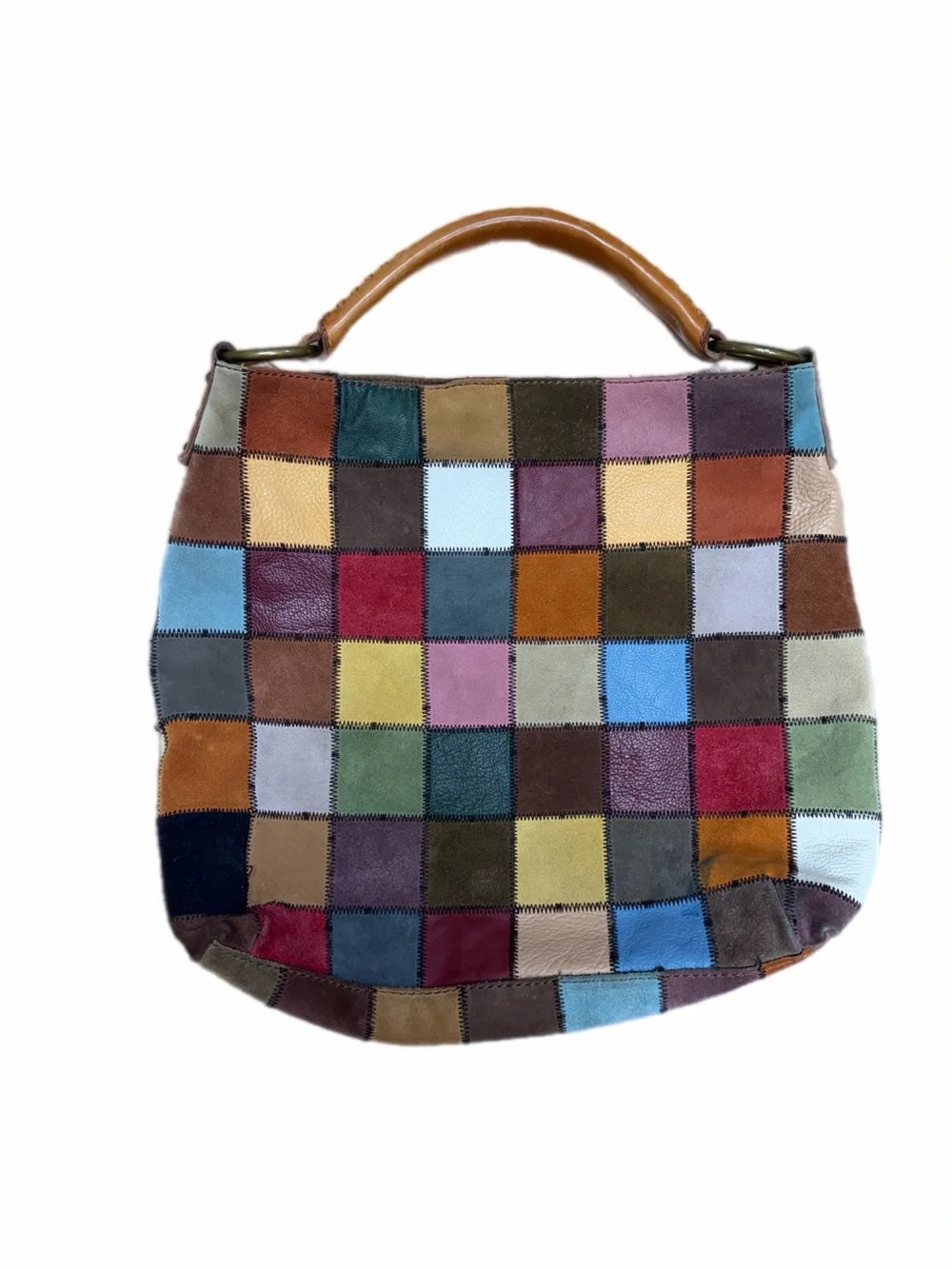 Lucky Brand Rare Y2K Patchwork Leather Hobo Shoulder Bag Ugly Betty Boho